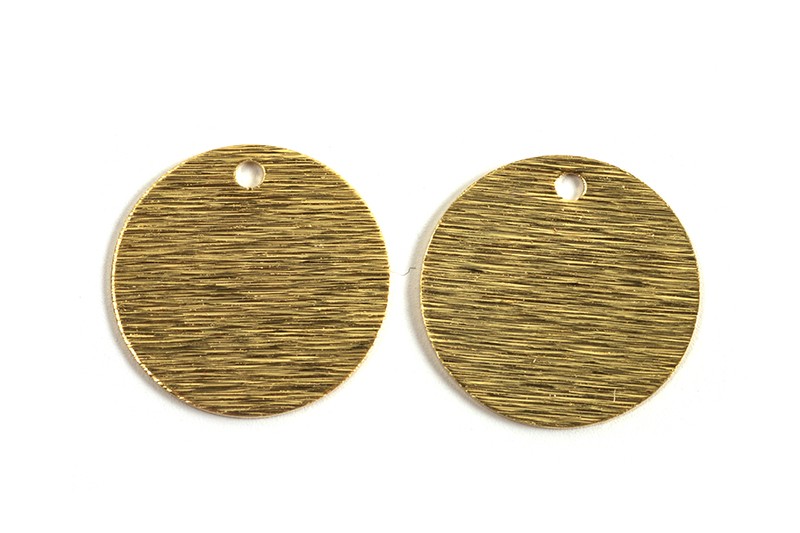 Mønt, børstet, ca. 15 mm, forgyldt med 24K guld, 2 stk.
