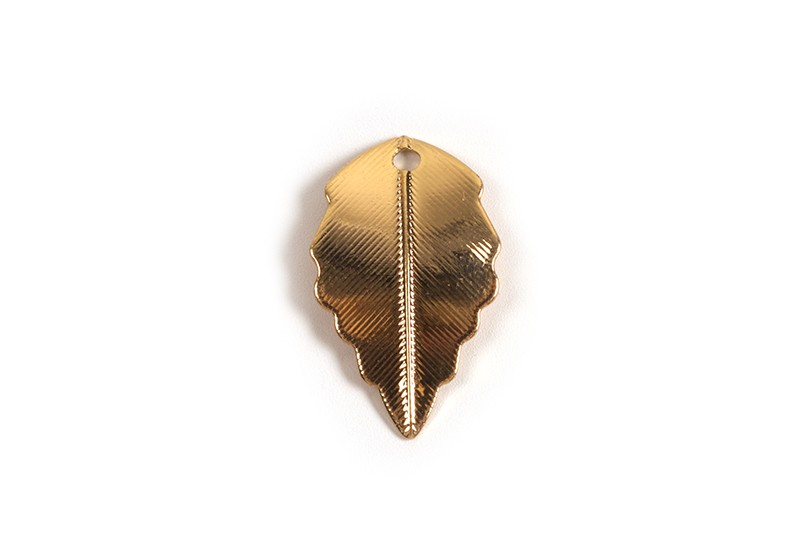 Vedhæng, blad, ca. 17x10 mm, FG med 18 K guld, 2 stk.