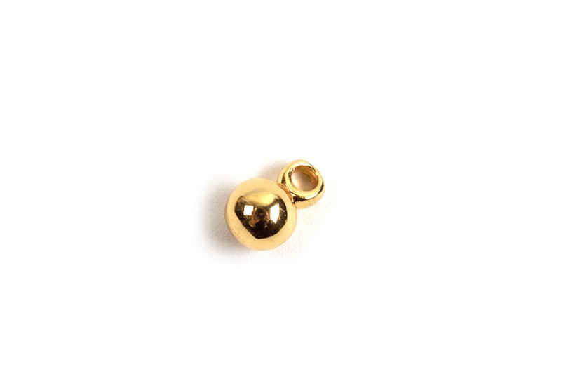 Vedhæng, perle, ca. 4,5x3 mm, FG med 18 K guld, 2 stk.