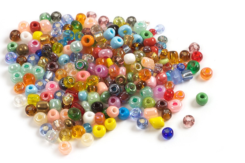 Seed beads, ca. 4 mm, multicolour, ca. 15 gram