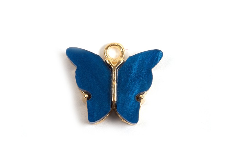 Sommerfugl, emalje, ca. 14x16x3 mm, FG, blå, 1 stk.