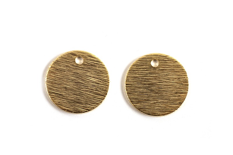 Mønt, børstet, ca. 12 mm, forgyldt med 24K guld, 2 stk.