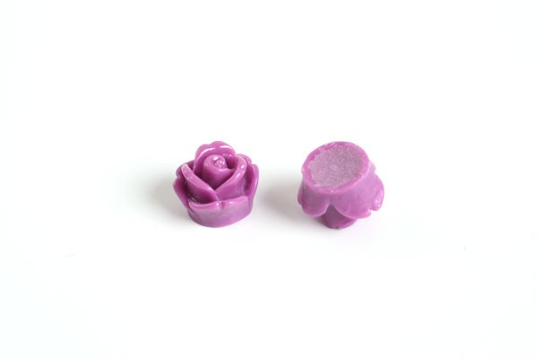Rose, resin/acryl, 7 mm, lilla, 6 stk.