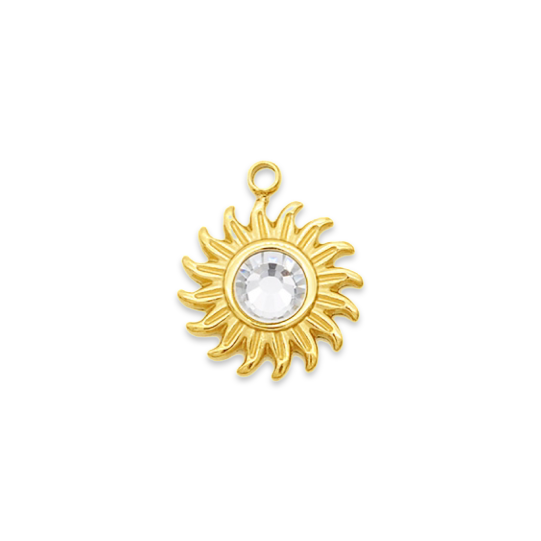 Vedhæng, sol m. krystal, ca. 15x12 mm, FG, 1 stk. 