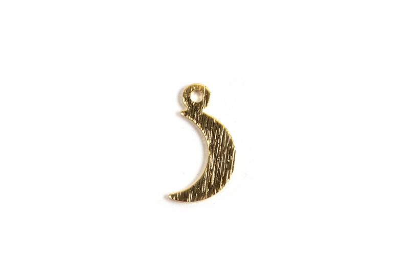vedhæng, måne, børstet, ca. 11x5 mm, forgyldt med 24K guld, 2 stk.