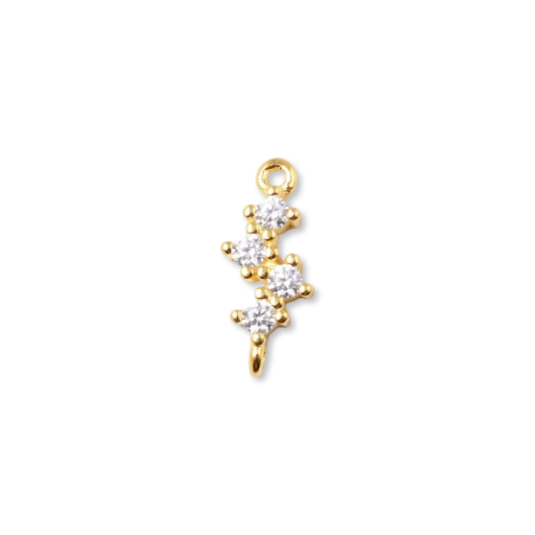 Vedhæng, link, twistet m/ zirkoniasten, ca. 13x5x2 mm. 2 stk.