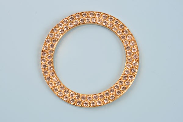 Ring m/krystaller, forgyldt, ca. 30 mm, 1 stk.