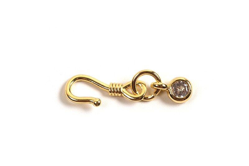 Hægtelås med zirkonia, ca. 22x14 mm, forgyldt med 18K guld, 1 stk.