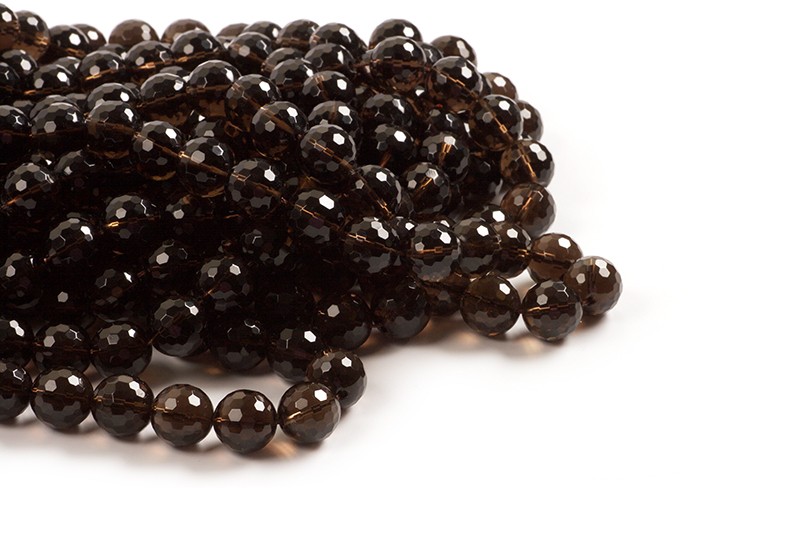 Smoky Quartz, facet, ca. 14 mm, 1 streng
