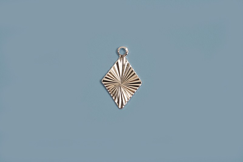 Vedhæng, harlekin m/mønster, ca. 13x8 mm, forsølvet med ægte sølv, 4 stk.