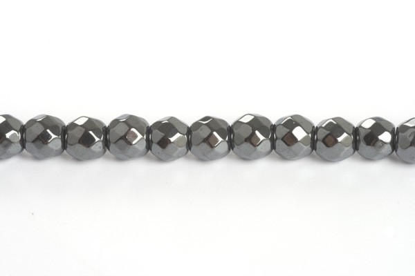 Hæmatit, rund, facet, 3 mm, 1 streng