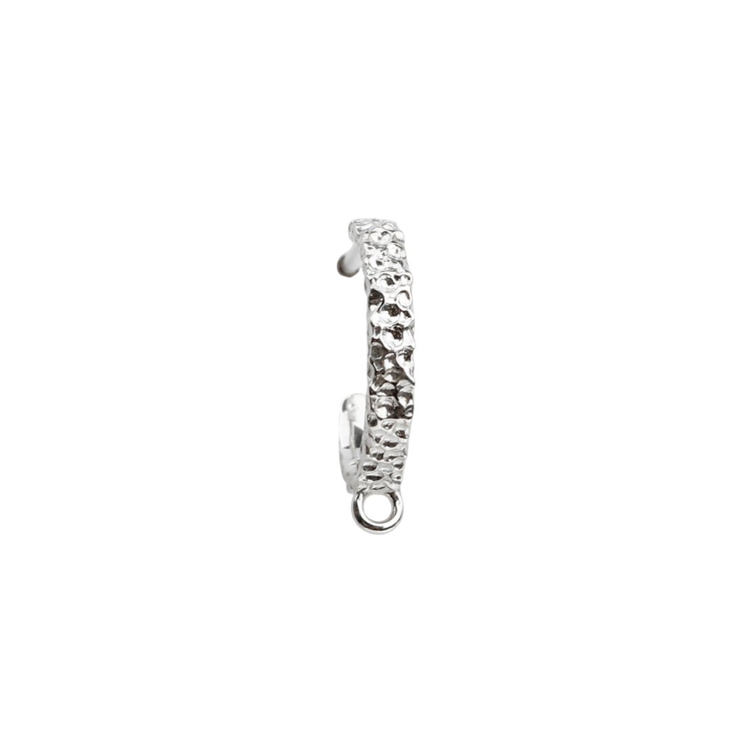 Hoops m/ 1 øje, banket, 13x2,5 mm. 925s, 1 par