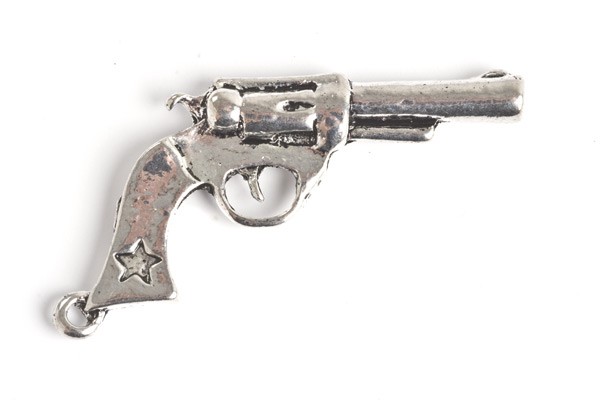 Pistol, 41x20x4,5 mm, antiksølv, 1 stk.