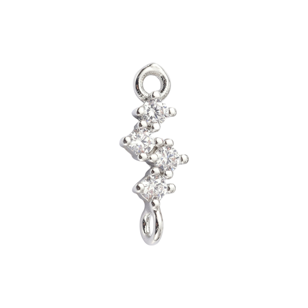 Vedhæng, link, twistet m/ zirkoniasten, ca. 13x5x2 mm. FS, 2 stk.