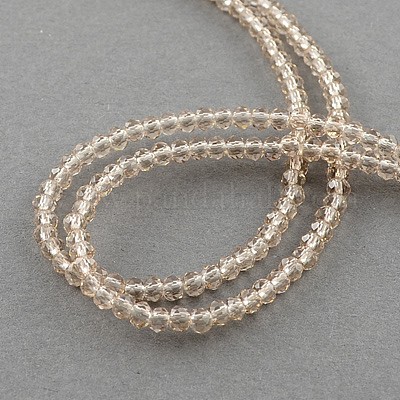 Glasperle, facetsleben, varm gylden, ca. 2x3 mm, 1 streng