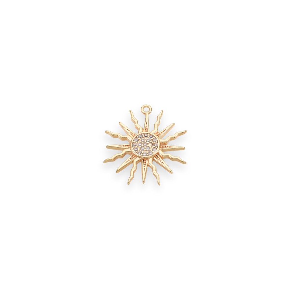 Sol med zirkoniasten, 18K FG, 17.5x16 mm. 1 stk
