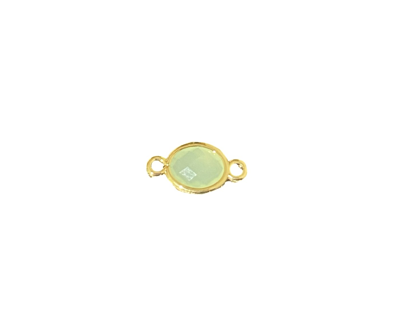Vedhæng m/krystal og to øskner, Facetteret glas, 15x7x3,2 mm, FG, lys grøn, 1 stk.