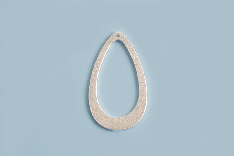 Vedhæng, åben dråbe, mat, ca. 15x26 mm, 925s, 1 stk.