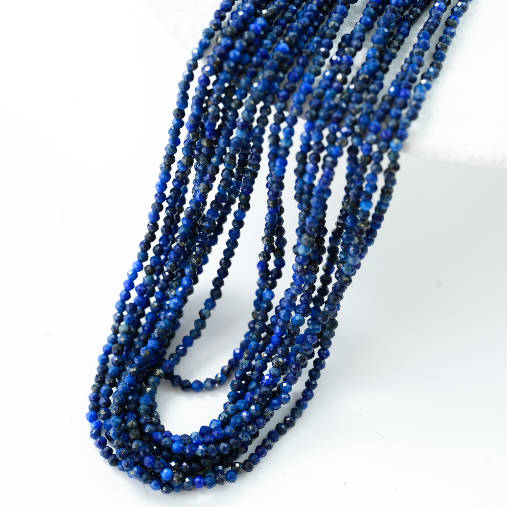 Lapis Lazuli‌,Diamantslebet Rund, 2mm/38cm，Hel Streng 