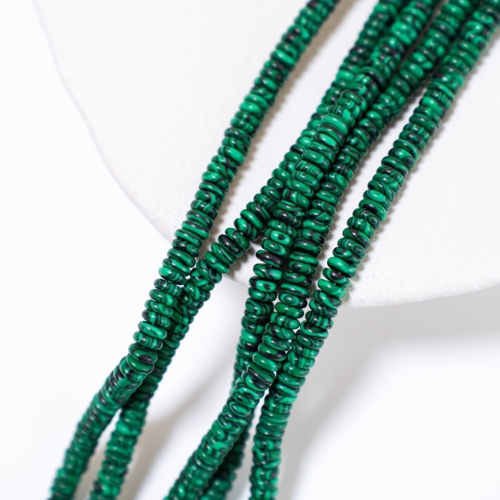 Malakit，Glatte Rondeller/2*6mm/38cm,Hel Streng