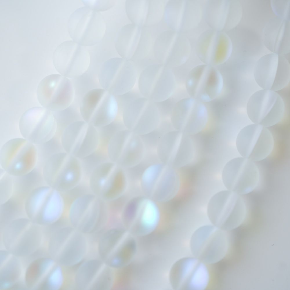 Mat iriserende glimmersten，10mm/37cm,hel streng