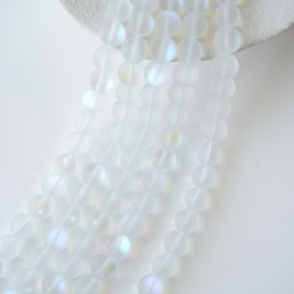 Mat iriserende glimmersten，6mm/37cm,hel streng