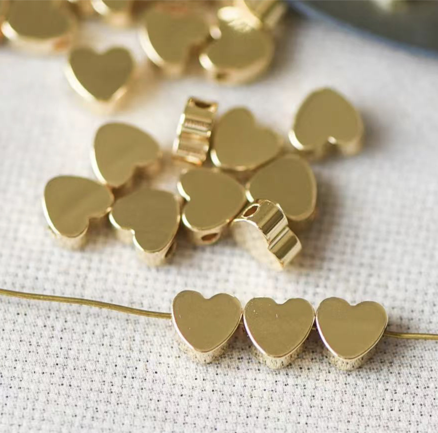 Mellemled, guld hjerte ,5 mm, 14K FG, 6 stk.