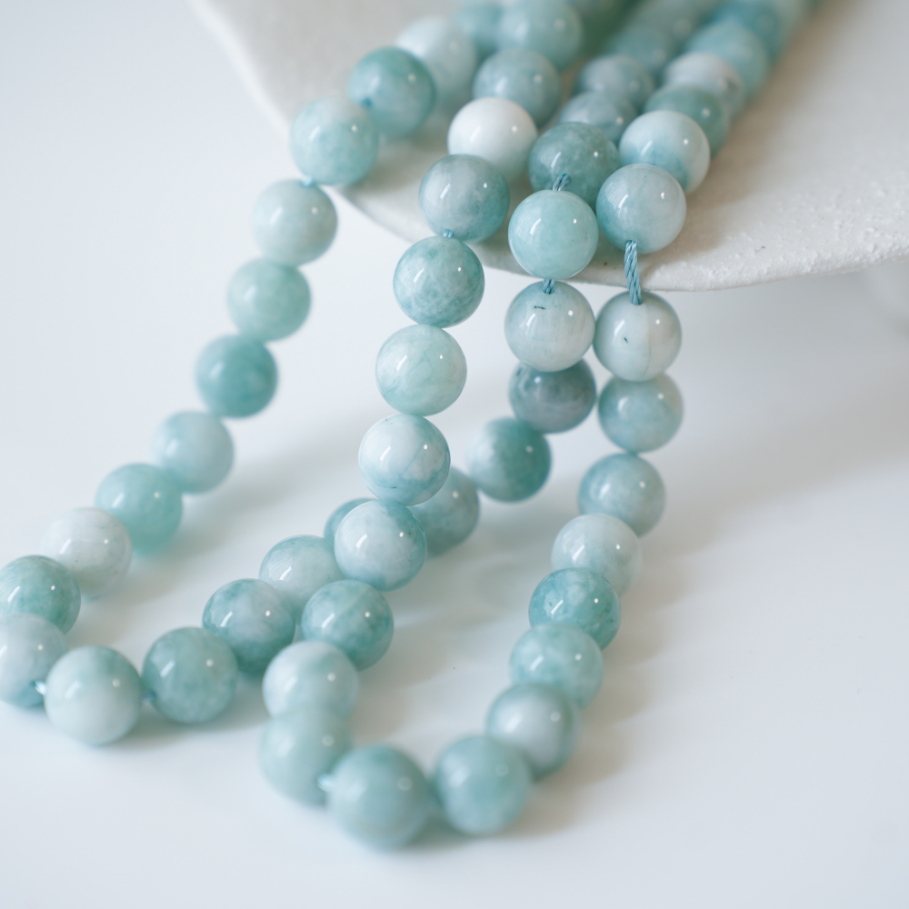 Green Angelite，10mm rund/37cm, Hel Streng