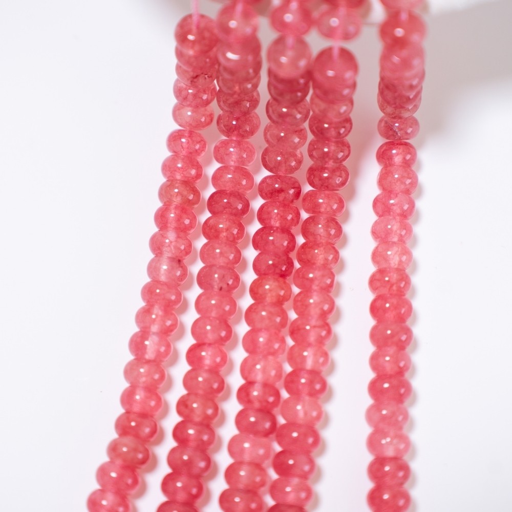 Natural Lyserød Strawberry,Glatte Rondeller/8.1*4.8mm/38cm,Hel Streng