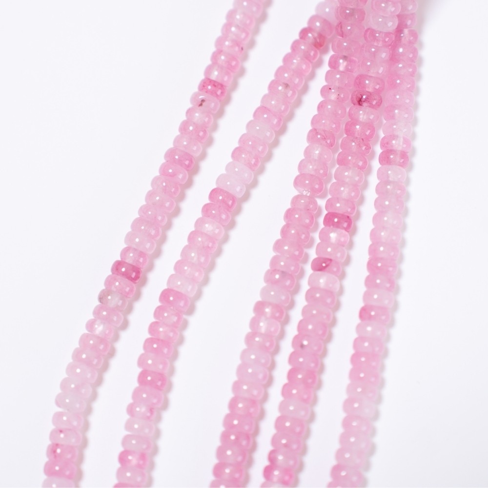 Natural Pink Strawberry,Glatte Rondeller/4.7*2.3mm/39cm,Hel Streng