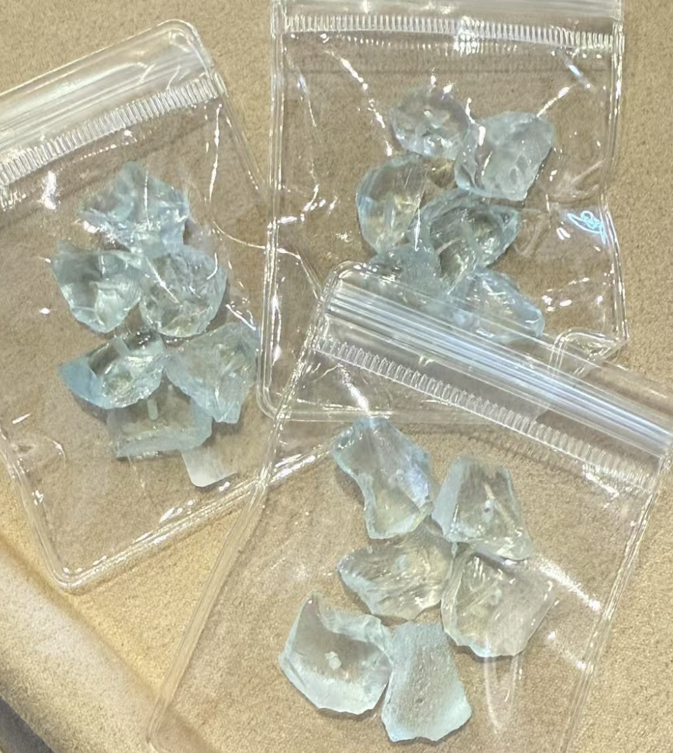 Akvamarin Nuggets 20x13 mm, blå, 6 stk.
