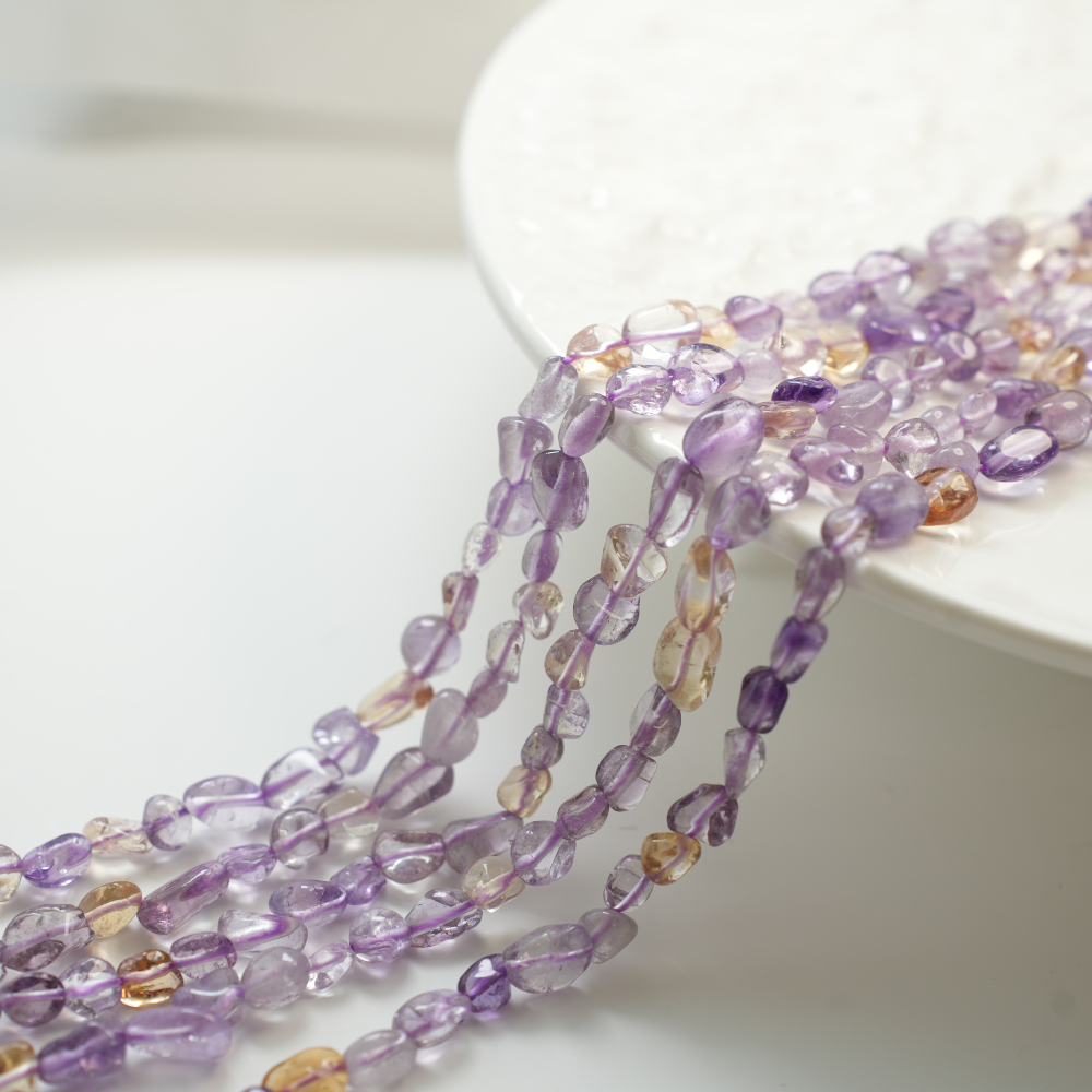 Naturlige krystalperler，5-10mm/36cm，Hel Streng - Viol