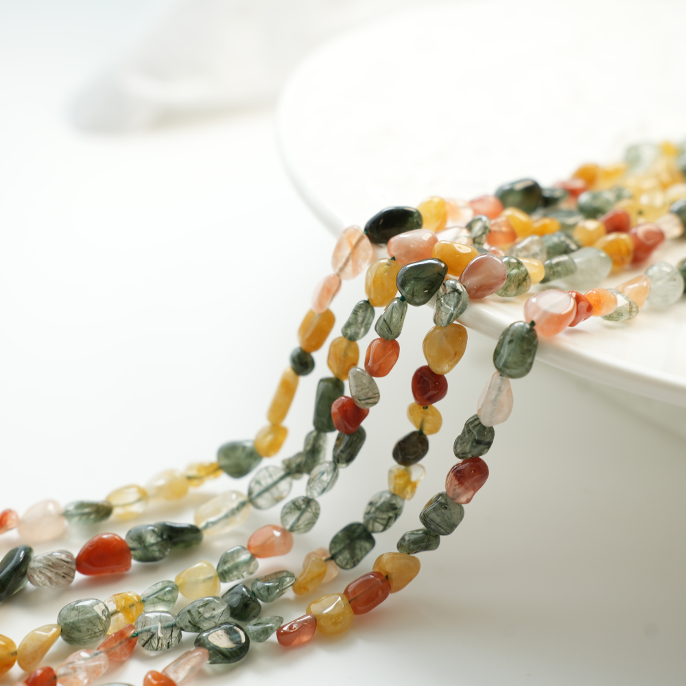 Naturlige krystalperler，5-10mm/39cm，Hel Streng - Mix3