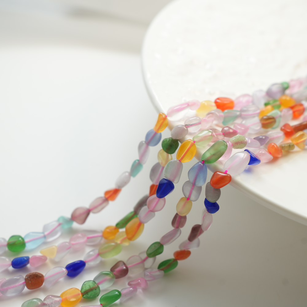 Naturlige krystalperler，5-10mm/39cm，Hel Streng - Mix4