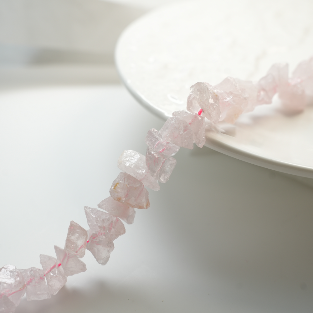 Naturlige rå krystallerpink，10-20mm/40cm，Hel Streng- ‌Lyse pink