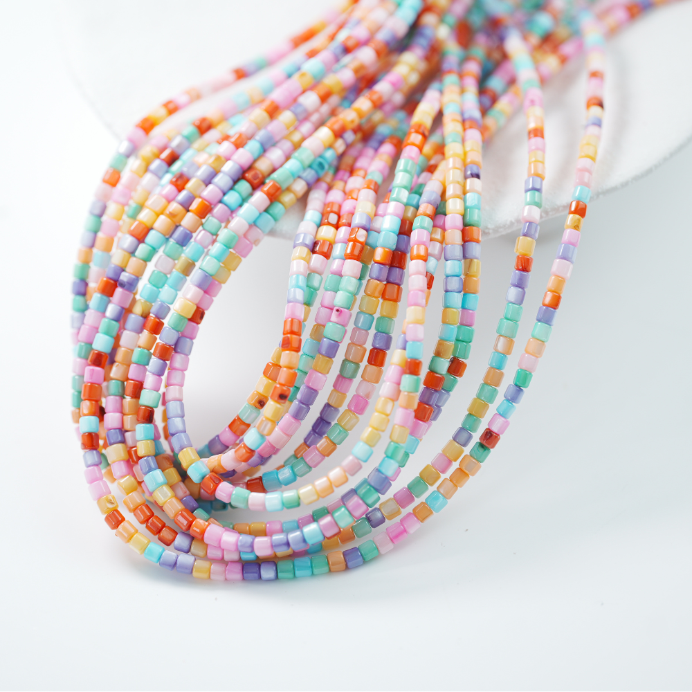 Naturlige skal perler，hjul 3.5mm, hel streng 38cm - Mix1