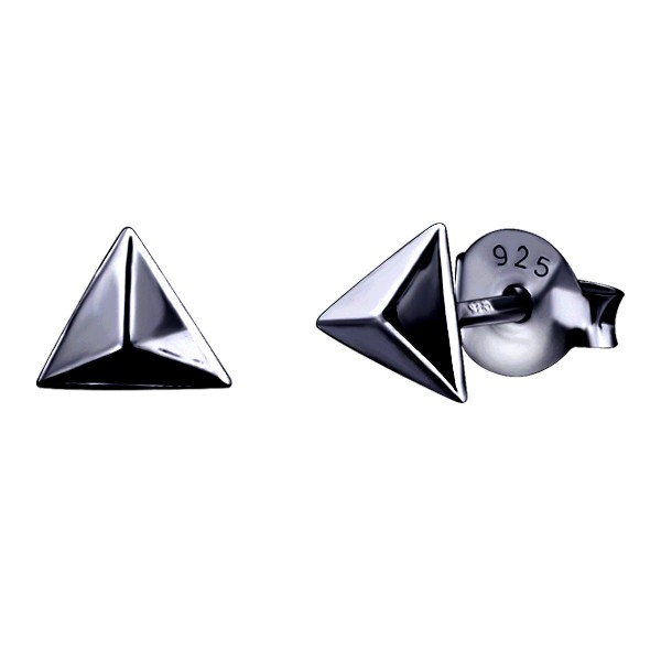 Plain Pyramide Ear Studs Black