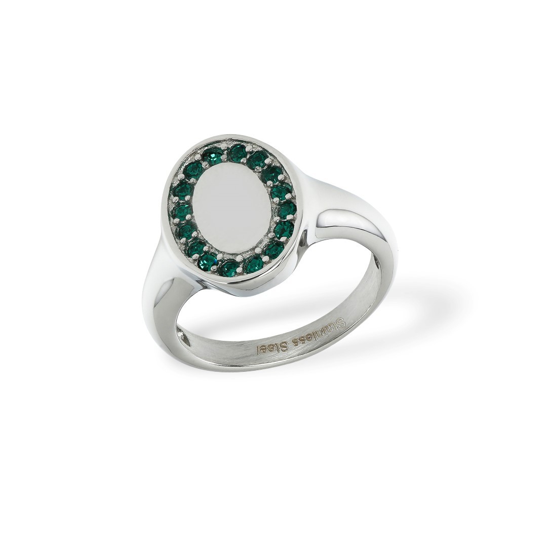 Signet Ring Zirkonia Steel