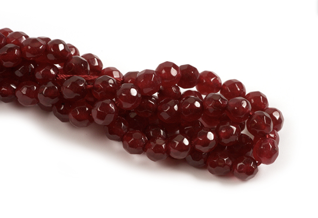 Jade, facet, bordeaux, 4 mm, 1 streng