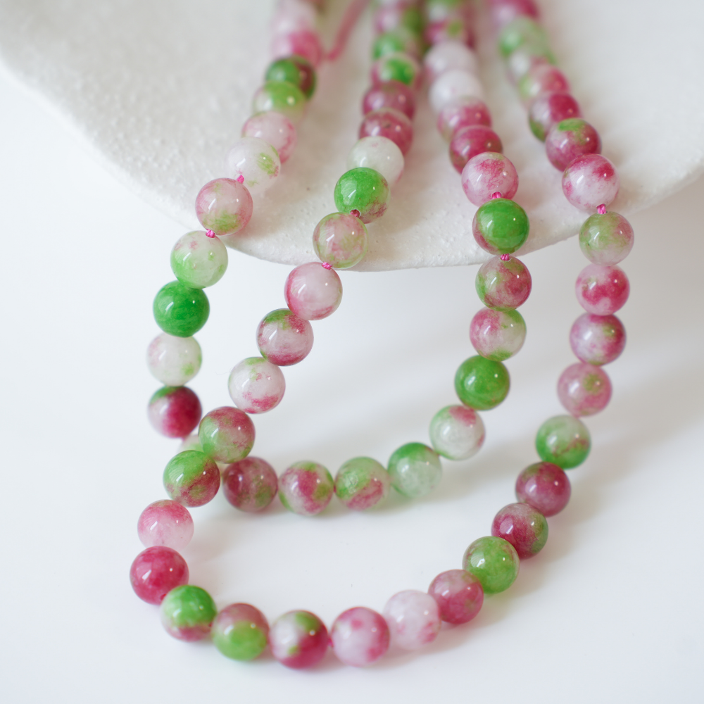 Turmali‌，8.3mm Rund/37cm, Hel Streng - Watermelon