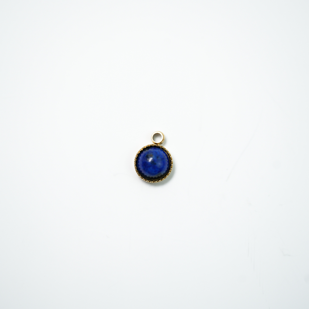 Vedhæng, m. sodalit sten ca. 5.4 x7.2 mm, FG, 1 stk.rustfrit stål forgyldt med 18K guld, vandfast