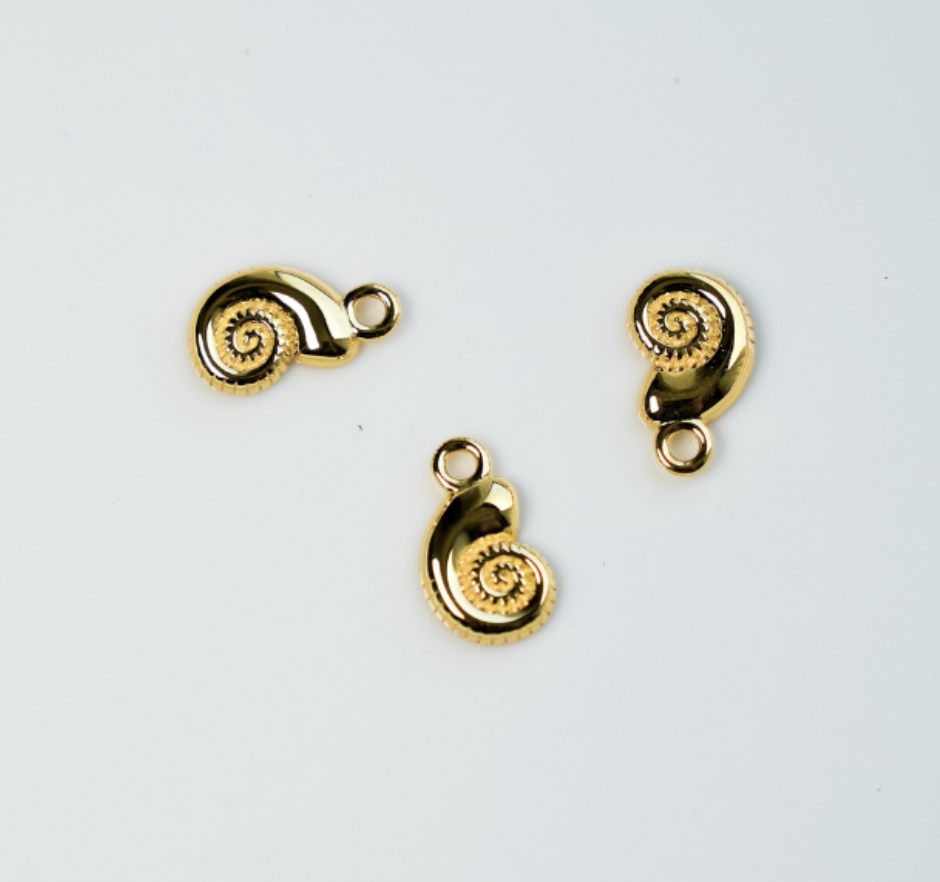 Konkylie-medaljon,6×8 mm,SøLvbelagt, 18Kt Guldbelagte, 1 stk.
