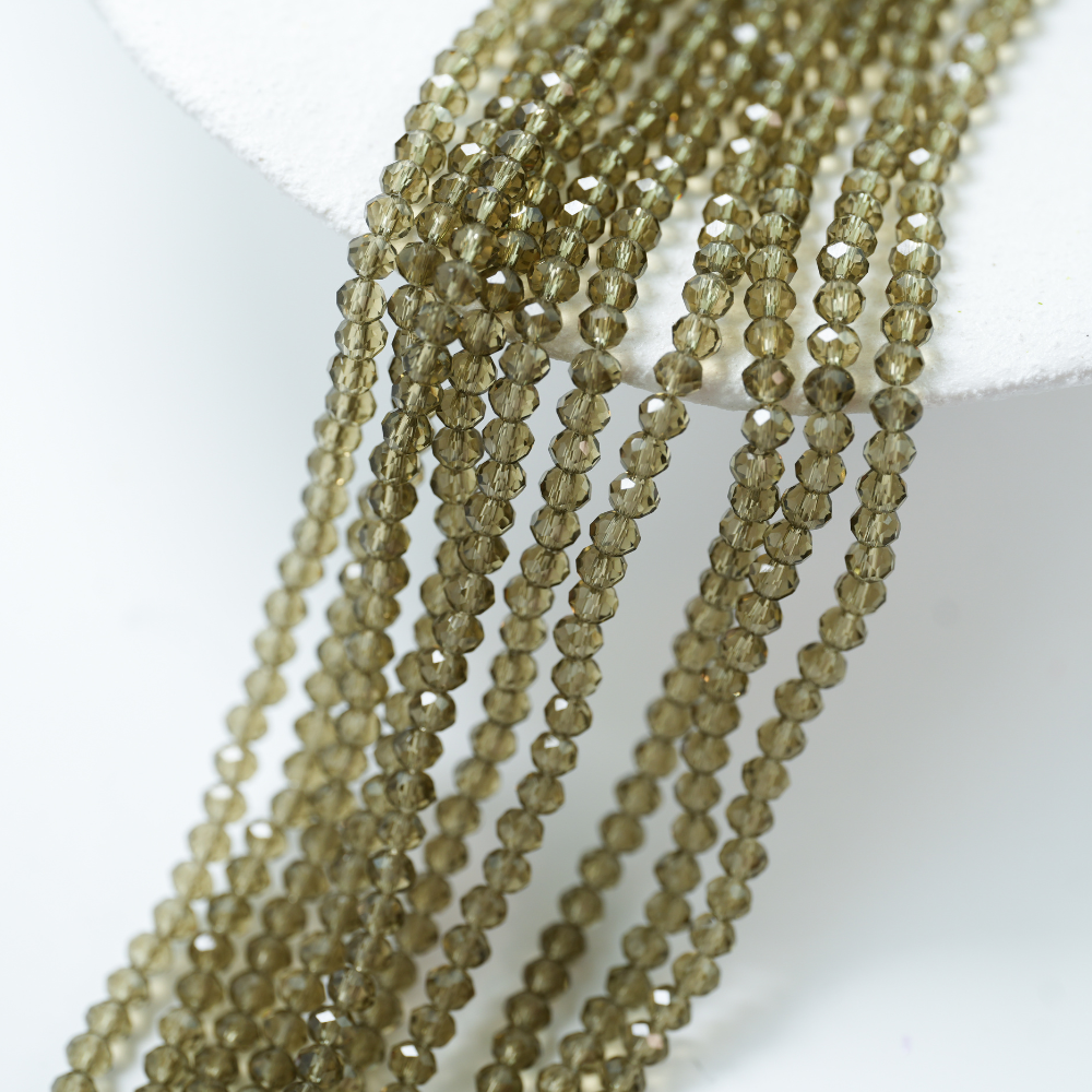 Zirkon,Diamantslebet Rund, 4.3*3.3mm/38cm，Hel Streng - Moss