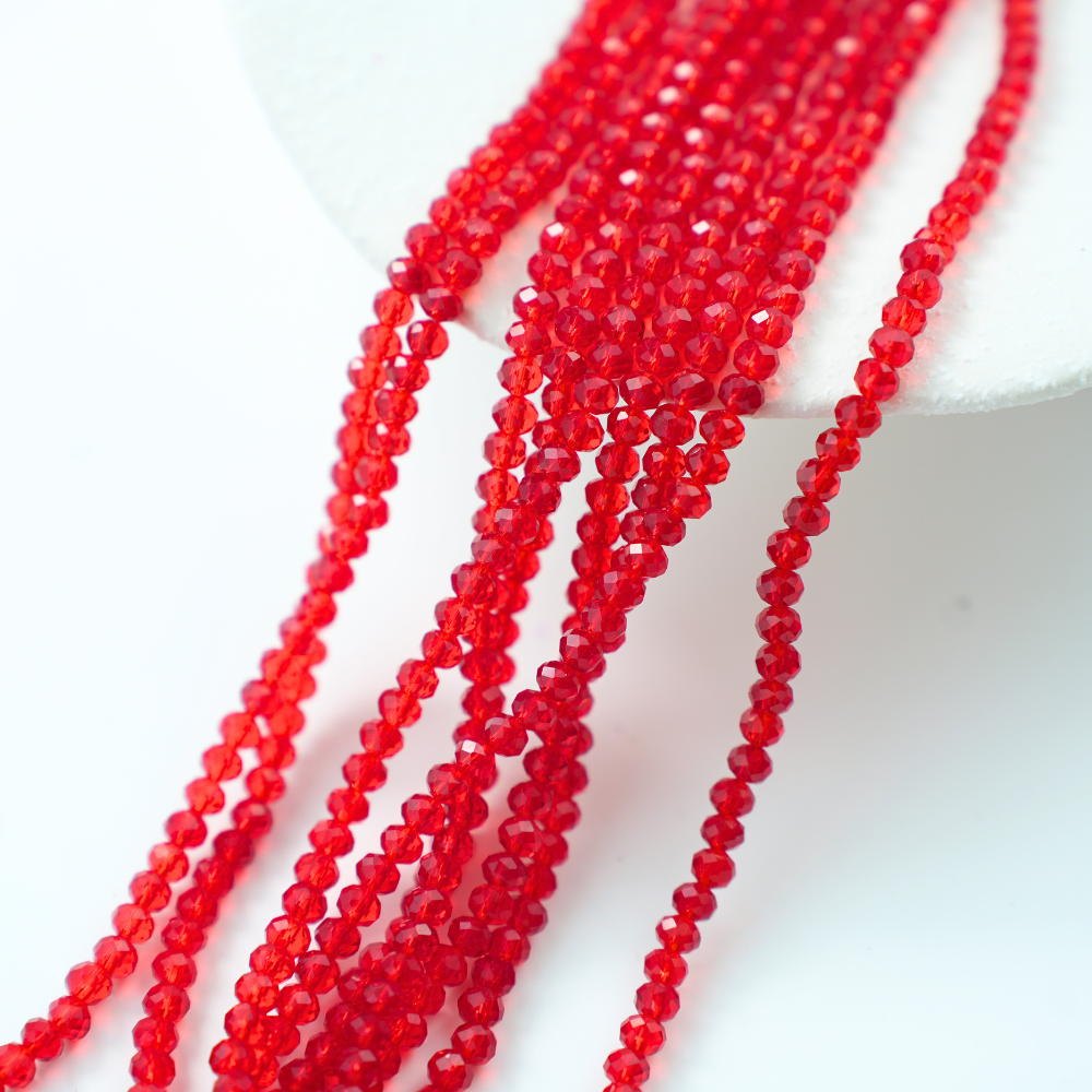 Zirkon,Diamantslebet Rund, 4.5*3.5mm/39cm，Hel Streng - Red Sherry