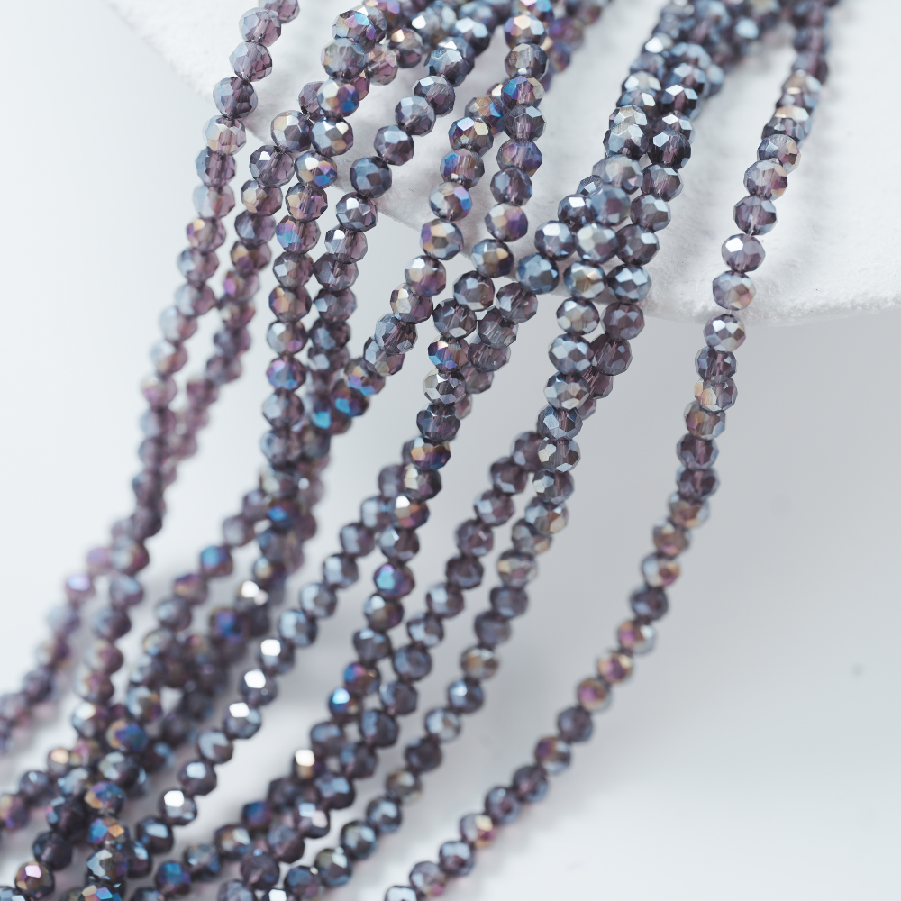 Zirkon,Diamantslebet Rund, 4.5*3.5mm/40cm，Hel Streng - Brun med iriserende effekt‌ 