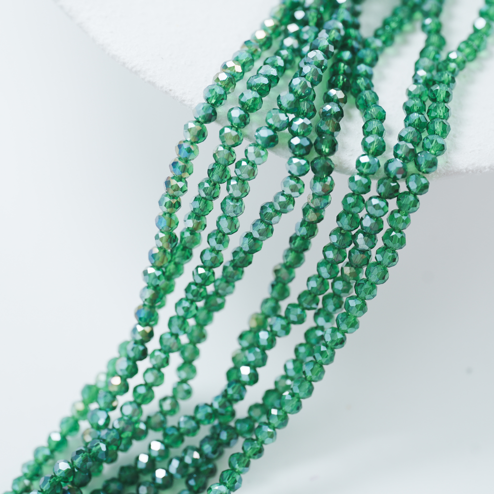 Zirkon,Diamantslebet Rund, 4.5*3.5mm/40cm，Hel Streng - Guld med iriserende effekt‌ 