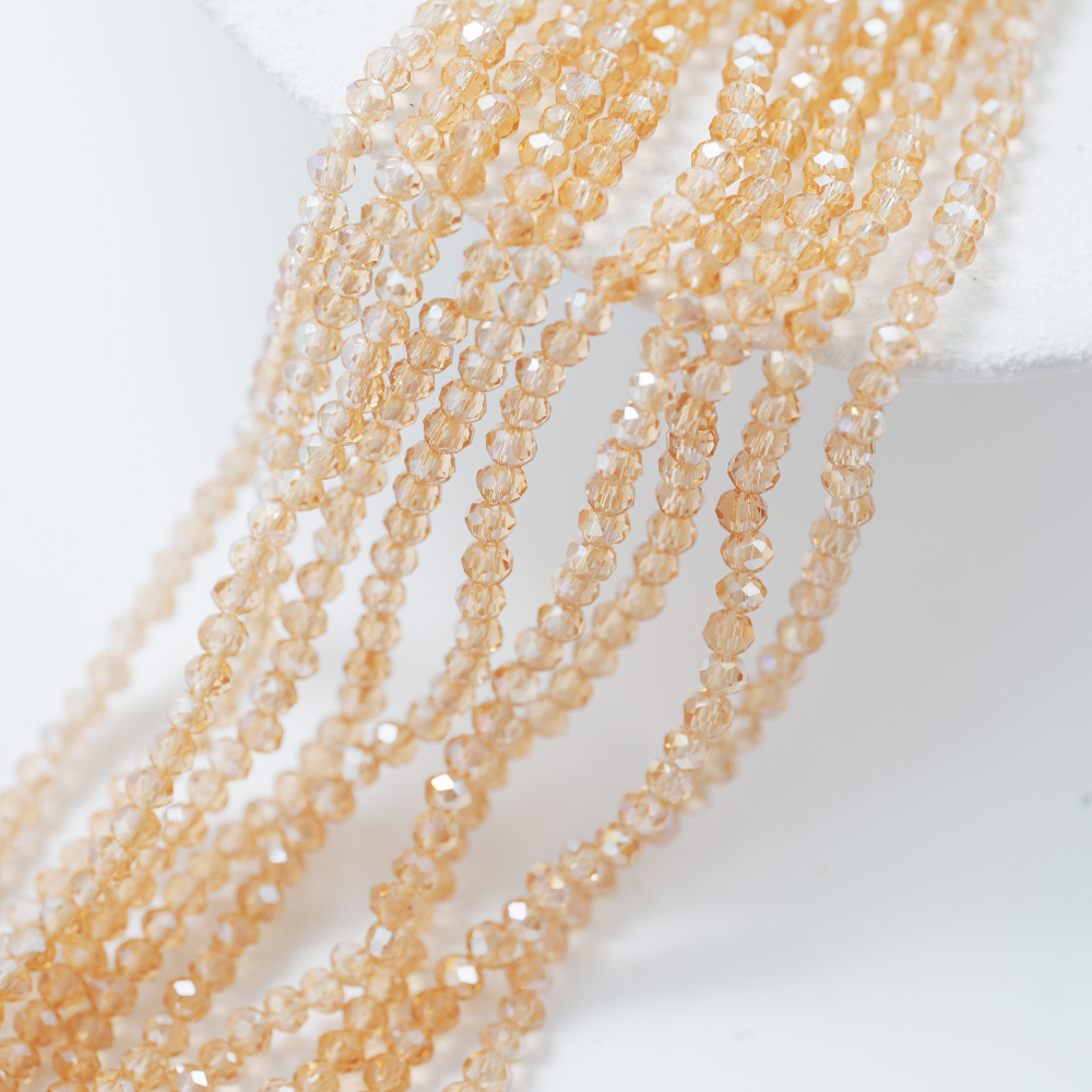 Zirkon,Diamantslebet Rund, 4*3.5mm/40cm，Hel Streng - Old Gold