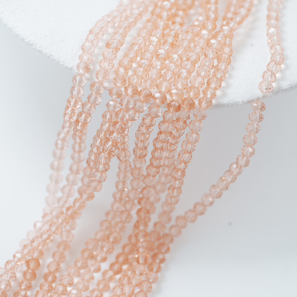 Zirkon,Diamantslebet Rund, 4*3.5mm/40cm，Hel Streng - Peach