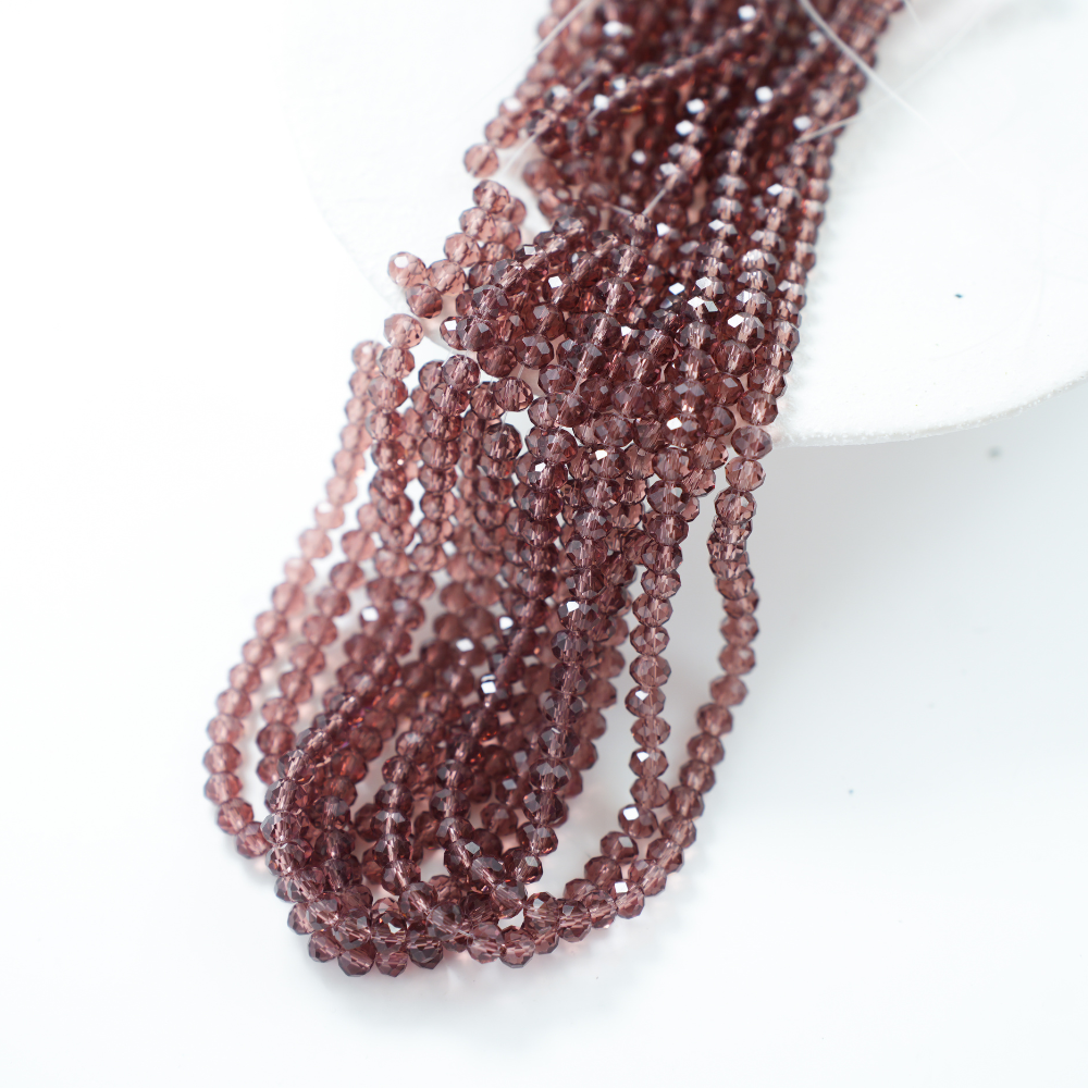 Zirkon,Diamantslebet Rund, 6*5mm/36cm，Hel Streng - Brun