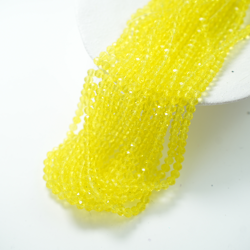 Zirkon,Diamantslebet Rund, 6*5mm/38cm，Hel Streng - Pastel Gul